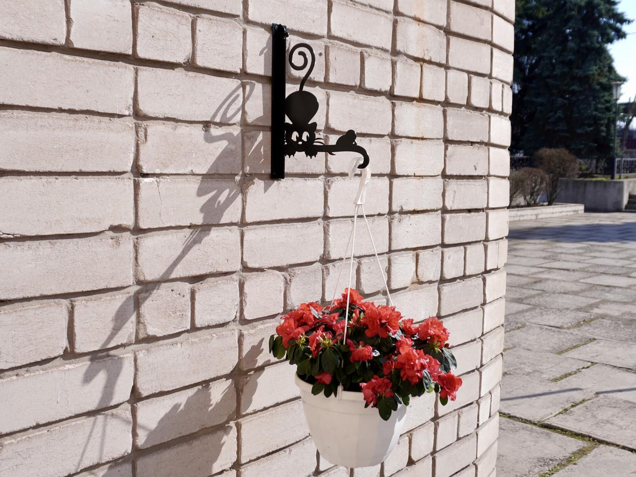 Кронштейн Кот и мышка для кашпо с цветами метал Черный (Б008) - фото 6