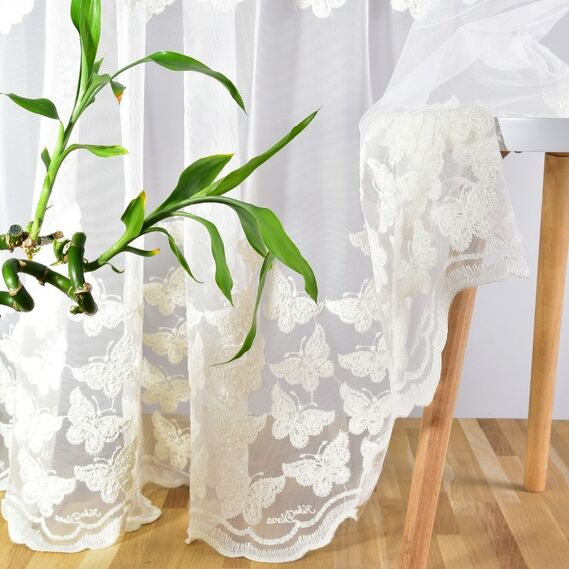 Тюль фатин IDEIA FLY V-KREM c вышивкой 2,9 м Молочный (2200004212173)