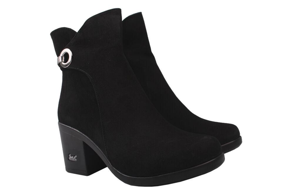 Ботинки женские Phany из замши на низком каблуке высокие р. 39 Черный (166-9DH)