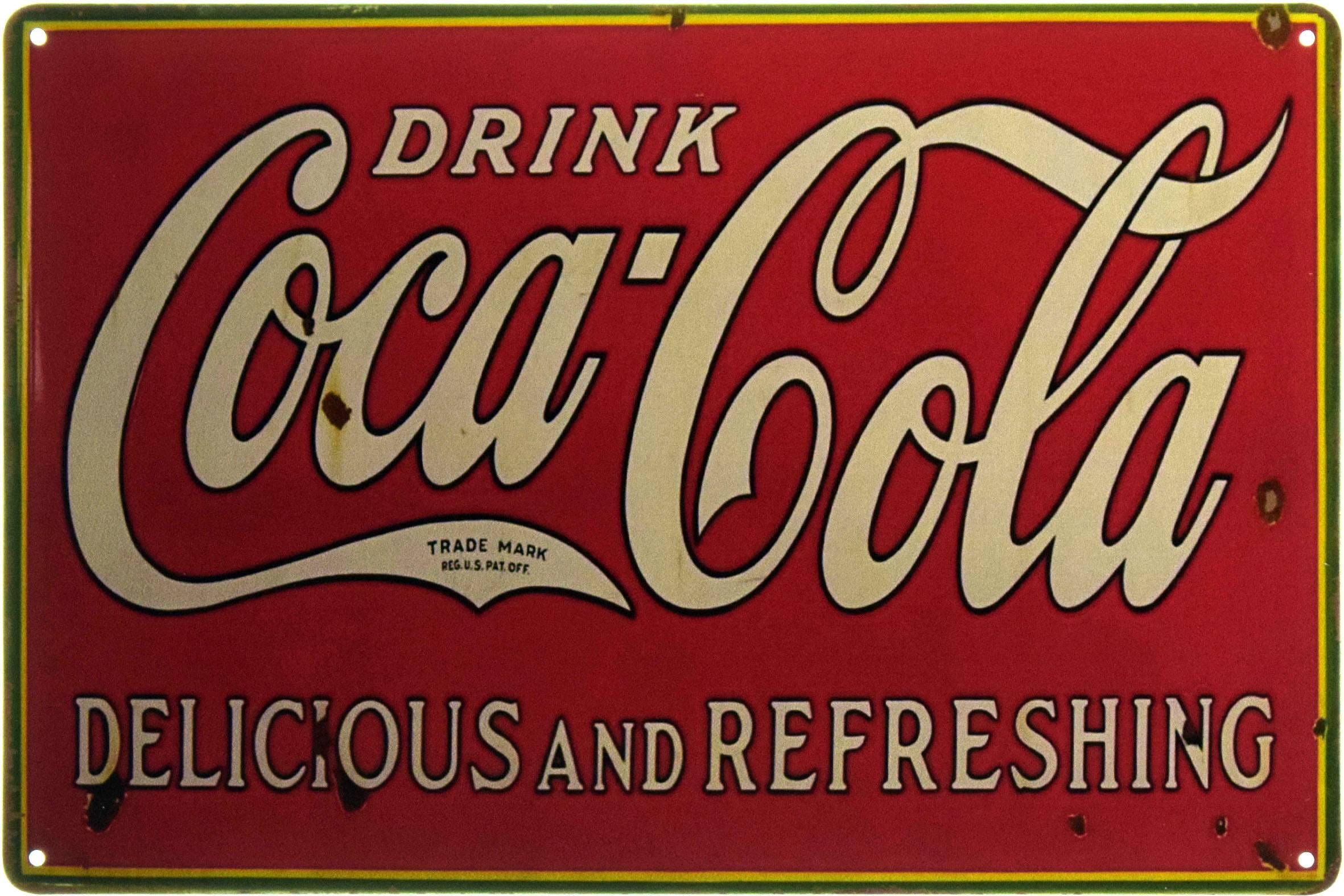 Табличка металлическая Кока-Кола/Coca-Cola Delicious And Refreshing 20x30 см