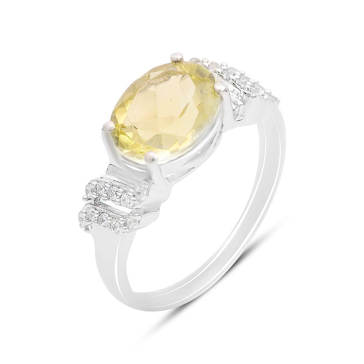 Кольцо серебряное Tiva с натуральным зеленым кварцем и фианитами 2,738 ct 2,85 г р. 17,5 (2162100)