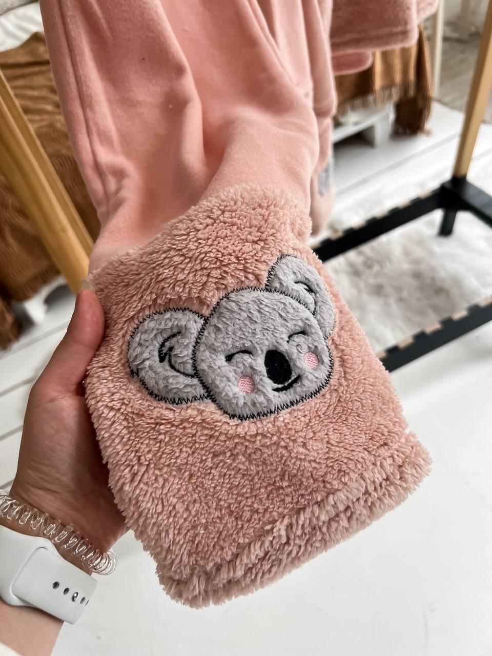 Пижама женская DO2186 на флисе с принтом XL Персиковый - фото 2