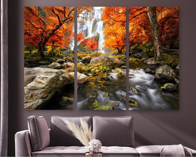 Модульная картина на холсте из трех частей KIL Art Красота водопада 128x81 см (M3_L_593)