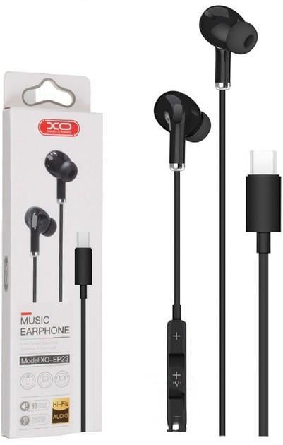 Наушники проводные Xo EP23 music earphone Type-C штекер Черный (2281326608)