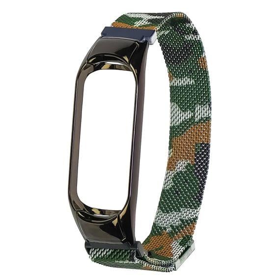 Ремешок с миланским плетением для Mi Band 7 Зеленый камуфляжный (29782119)