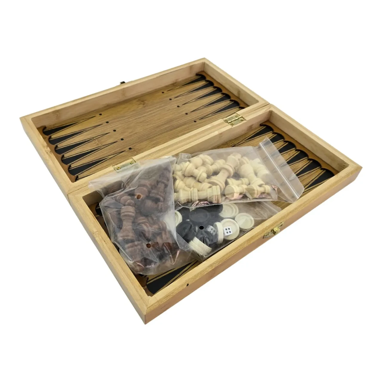 Нарди та шахи з бамбука 29х29х2,3 см (24034N) - фото 5