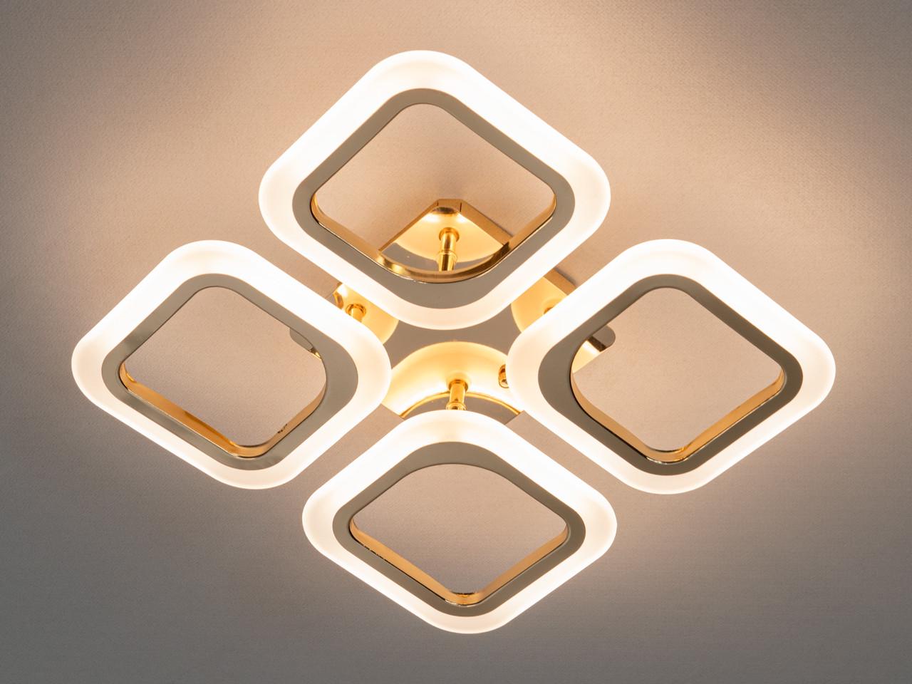 Люстра LED с пультом в кабинет 40W на 6 м2 Золотой (2539043950)