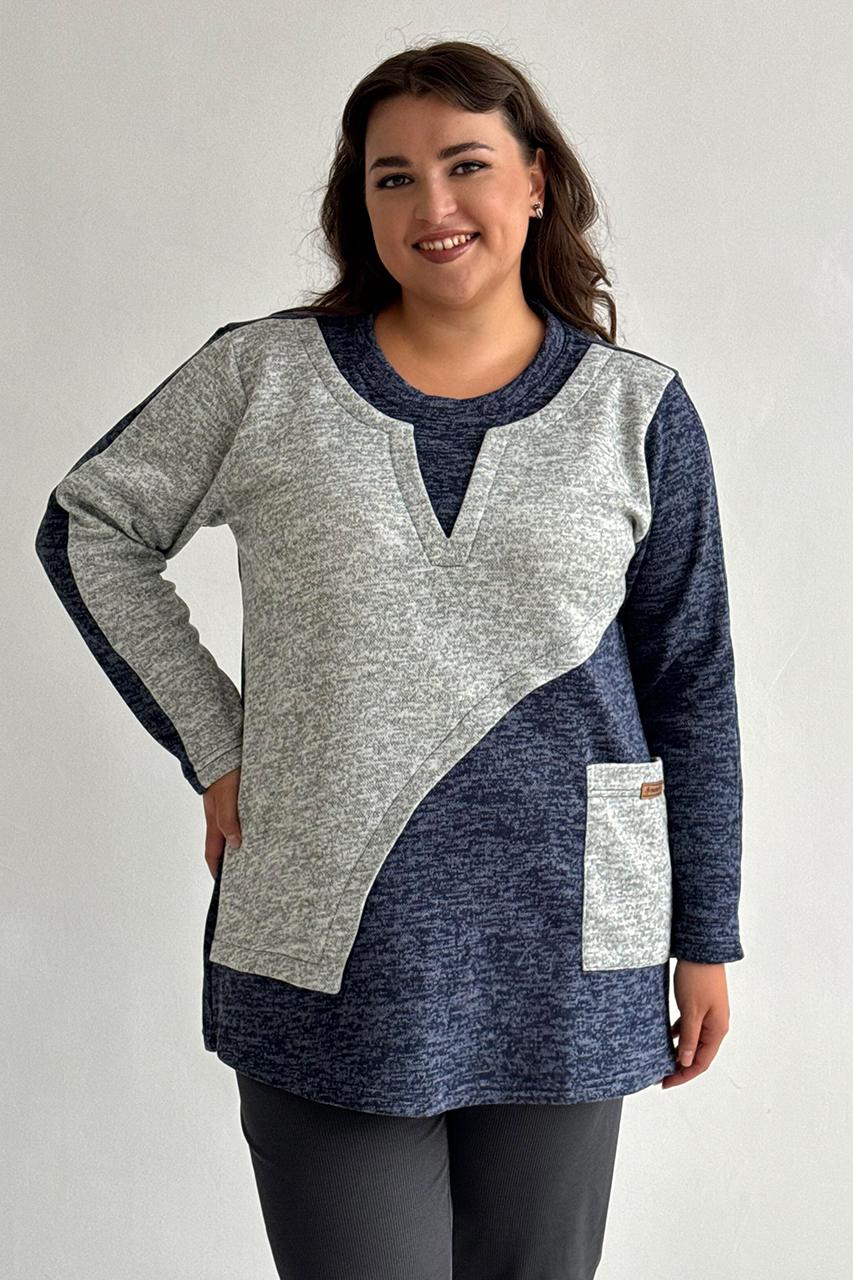 Туника флисовая PANNI Женя теплая с карманом р. 64-66 Синий (Р2508252286)