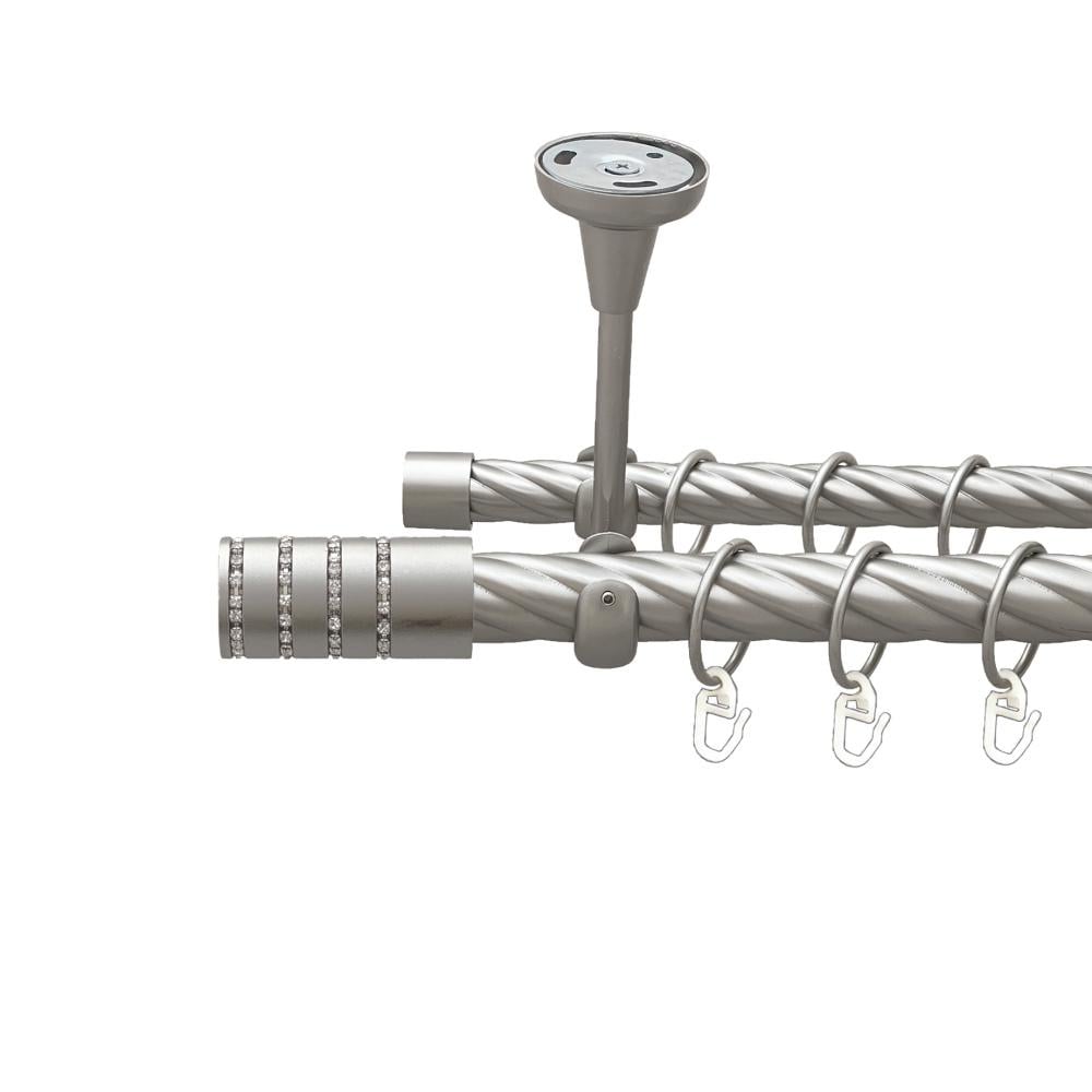 Карниз Orvit Барамелла металевий дворядний відкритий до стелі скручена труба кільце металеве 25/19 мм 300 см Сатин (00-00024189)