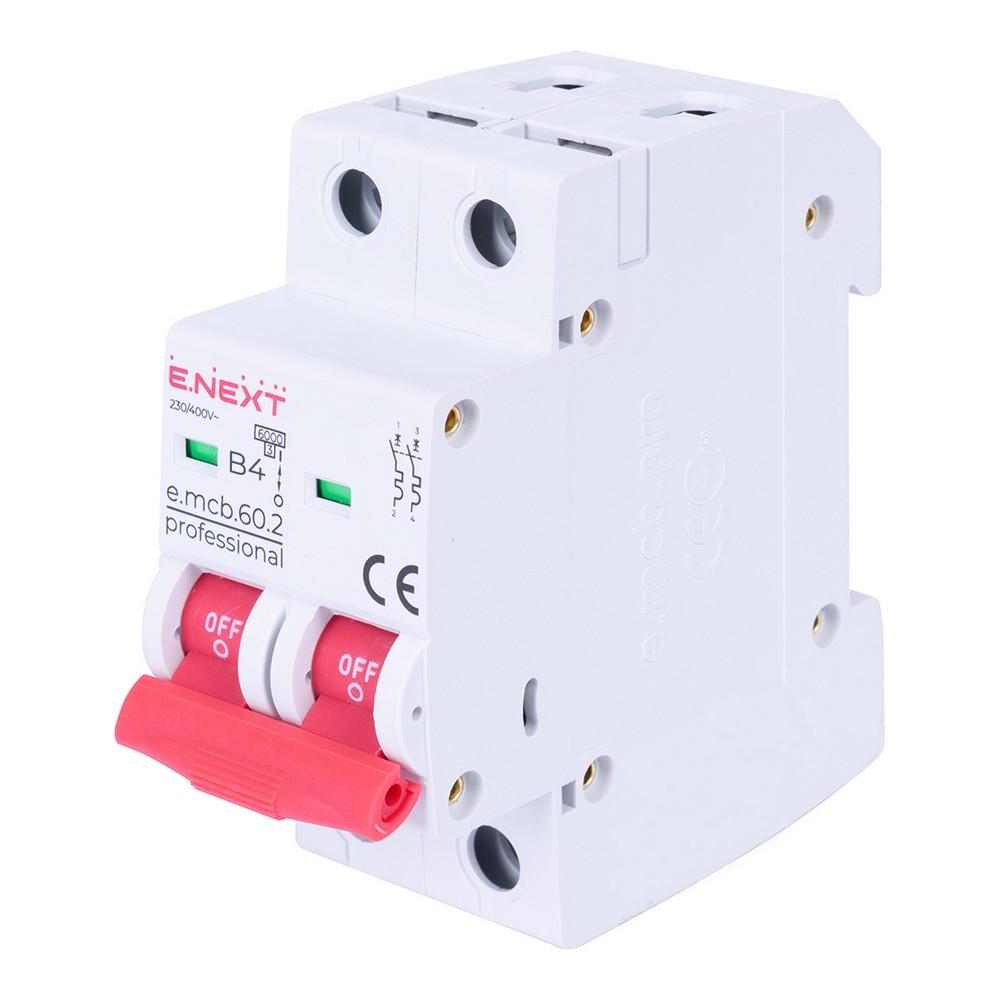Автоматический выключатель E.NEXT e.mcb.pro.60.2.B 4 new 2 полюса 4А тип В 6кА p041035 (70506)