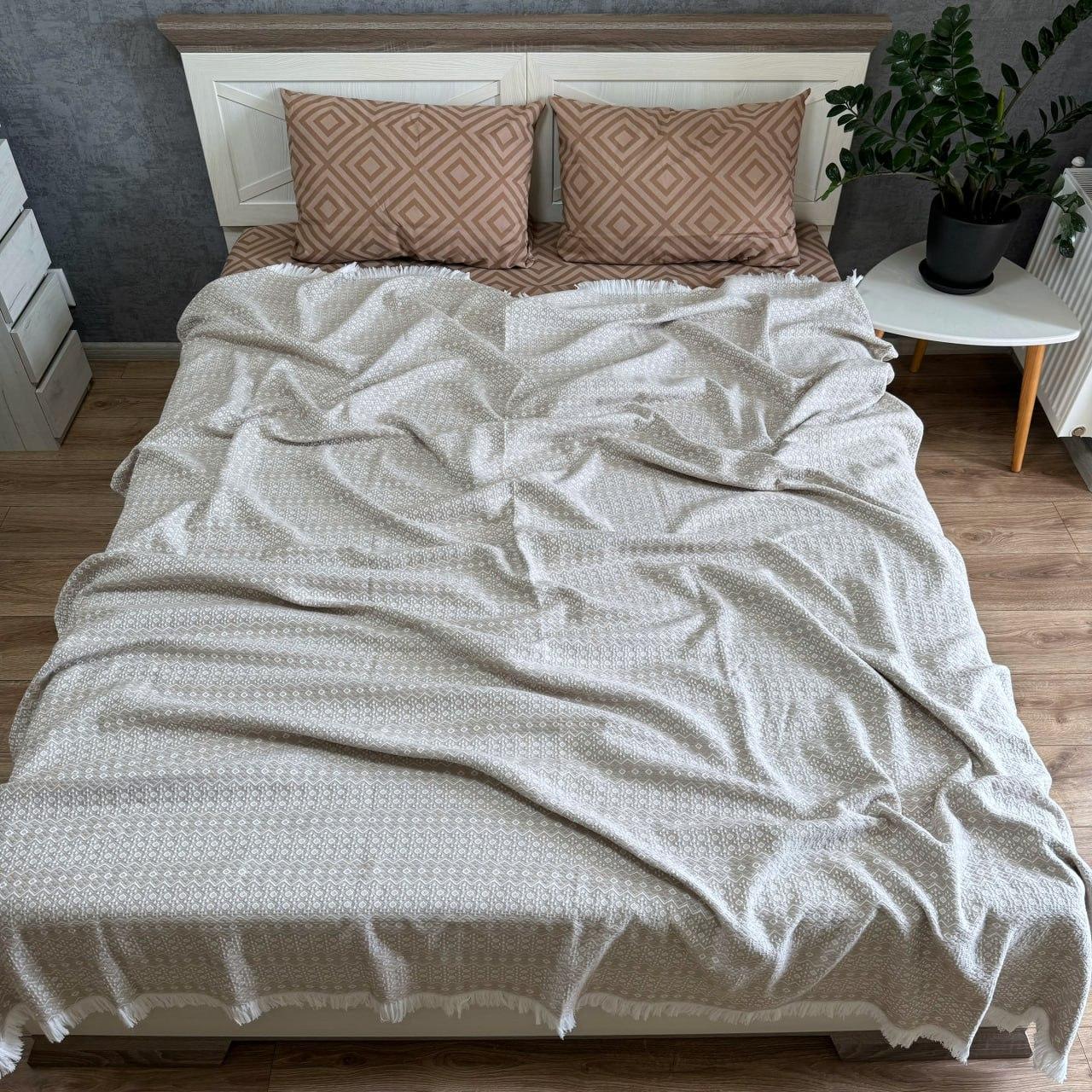 Покрывало на диван хлопковое Бежевый 200х230 см (Д-post-pokruvalo-001-01)