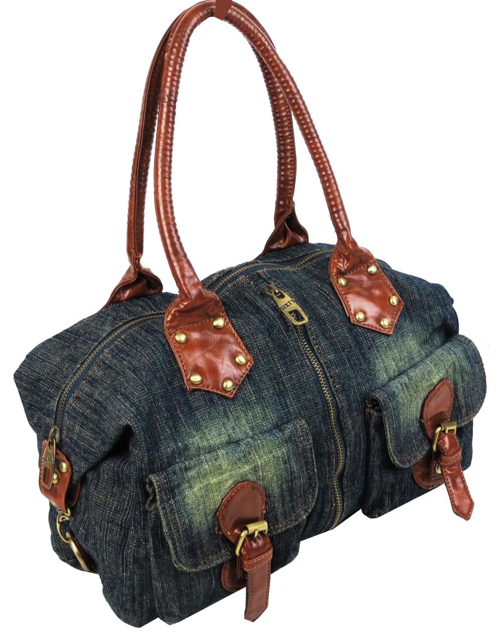 Сумка женская вместительная джинсовая саквояж Miss Sixty Jeans6010 Синий