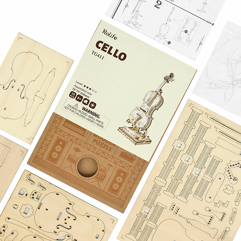 Дерев'яний 3D конструктор Robotime TG411 Віолончель - фото 2 Дерев'яний 3D конструктор Robotime TG411 Віолончель - фото 2