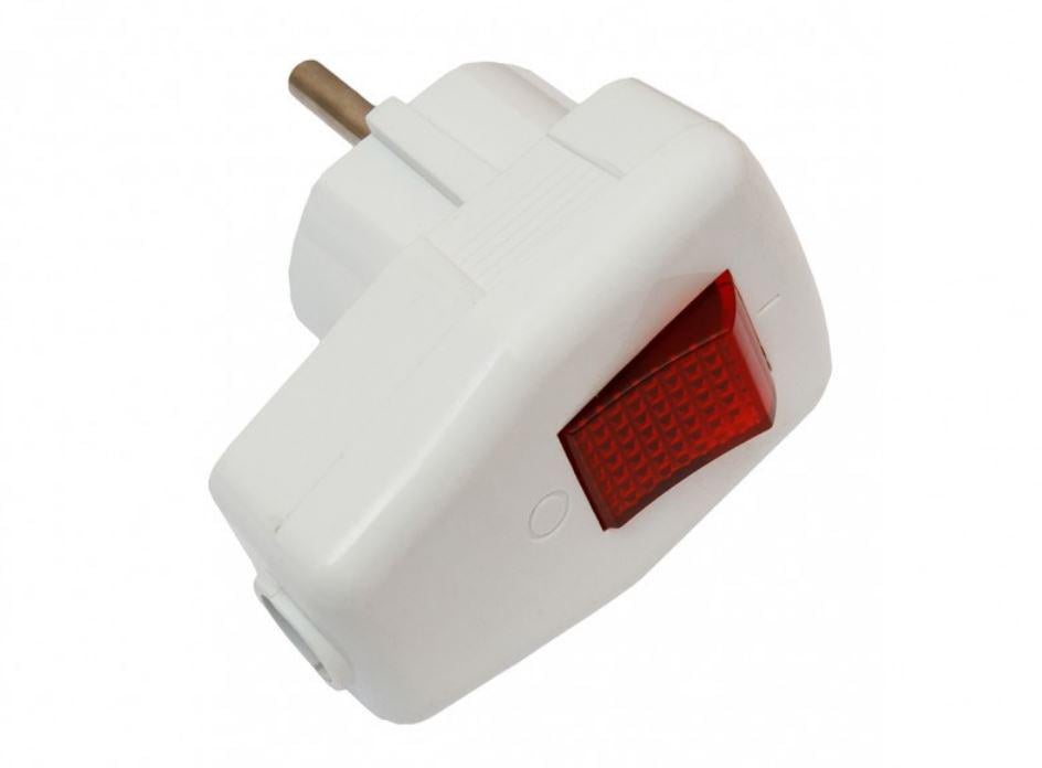 Вилка угловая Luxel с кнопкой и заземлением (1035)