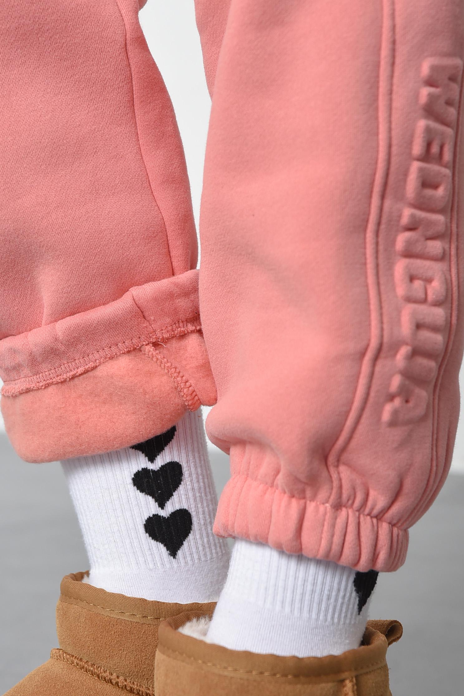 Спортивні штани жіночі на флісі р. 44-46 Персиковий (168426) - фото 4