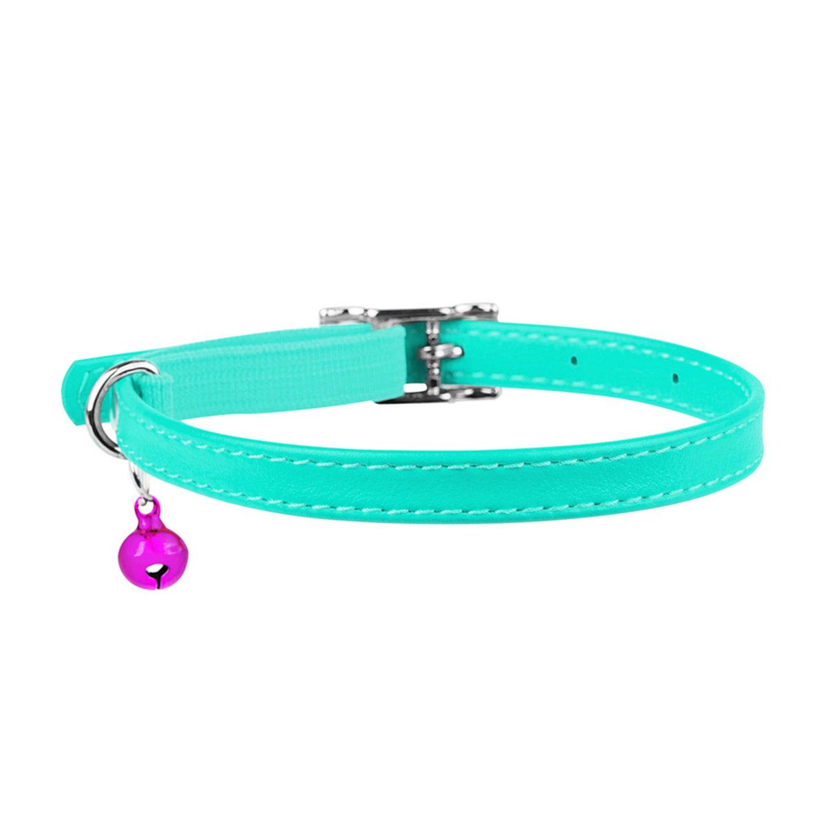 Ошейник для котов кожаный Waudog Glamour 9 мм x 17-20 см Ментоловый