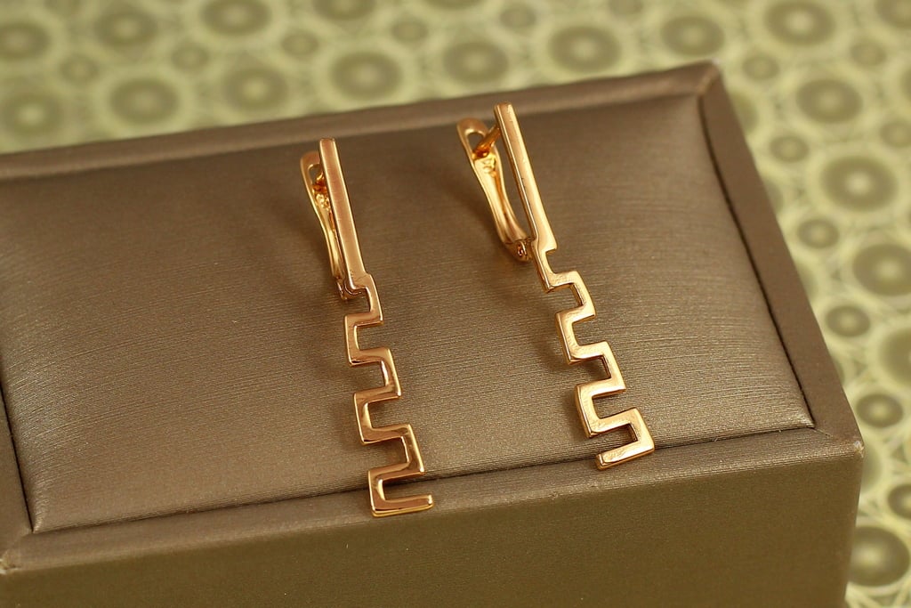 Серьги Xuping Jewelry Длинный лабиринт 3,3 см Золотистый (39075287)