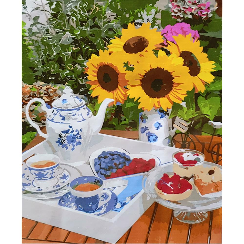 Картина по номерам Strateg Премиум Сладкое с чаем с лаком 40х50 см (SY6672)