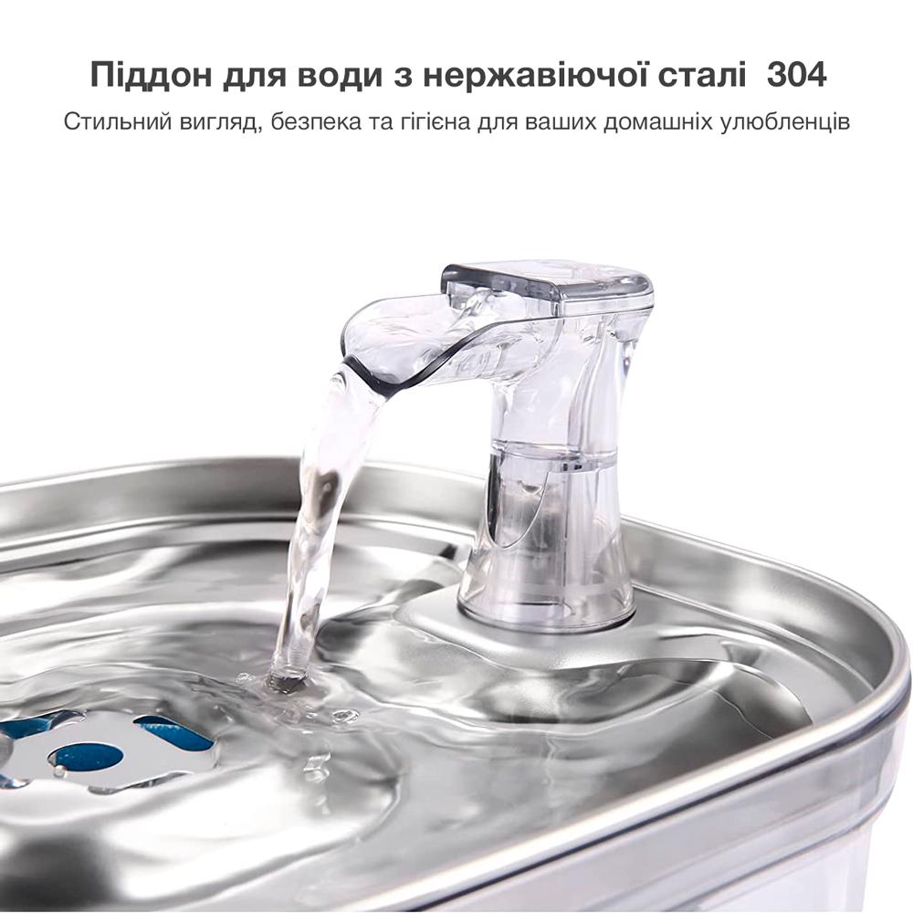 Питьевой фонтан для кошек и собак NPET WF040 2 л с фильтром и стальным поддоном Прозрачный (00865) - фото 5 Питьевой фонтан для кошек и собак NPET WF040 2 л с фильтром и стальным поддоном Прозрачный (00865) - фото 5