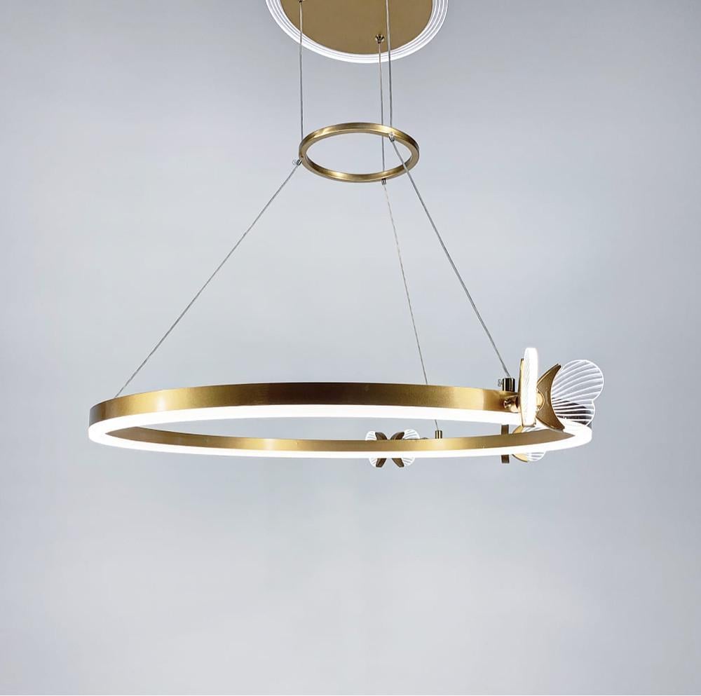 Люстра кольцо светодиодное с бабочками Золотой (C 18-700 GD) - фото 3