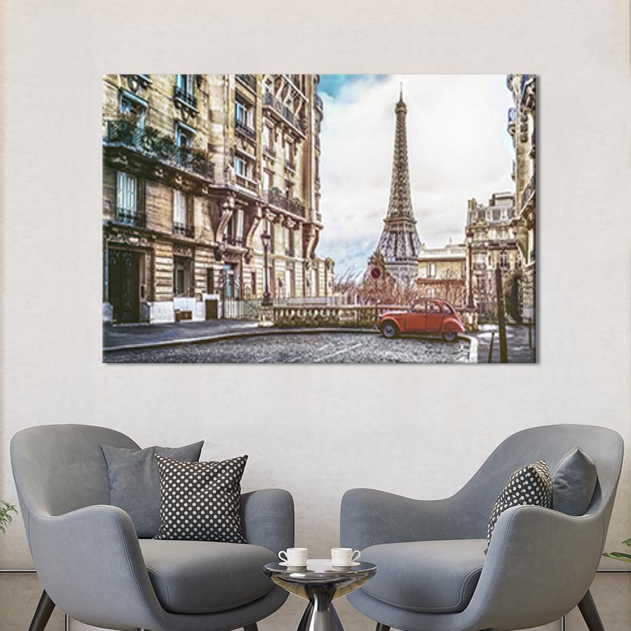 Настінний декор картина на холсті для інтер’єру Вулиця у Парижі 51x34 см (396-1)