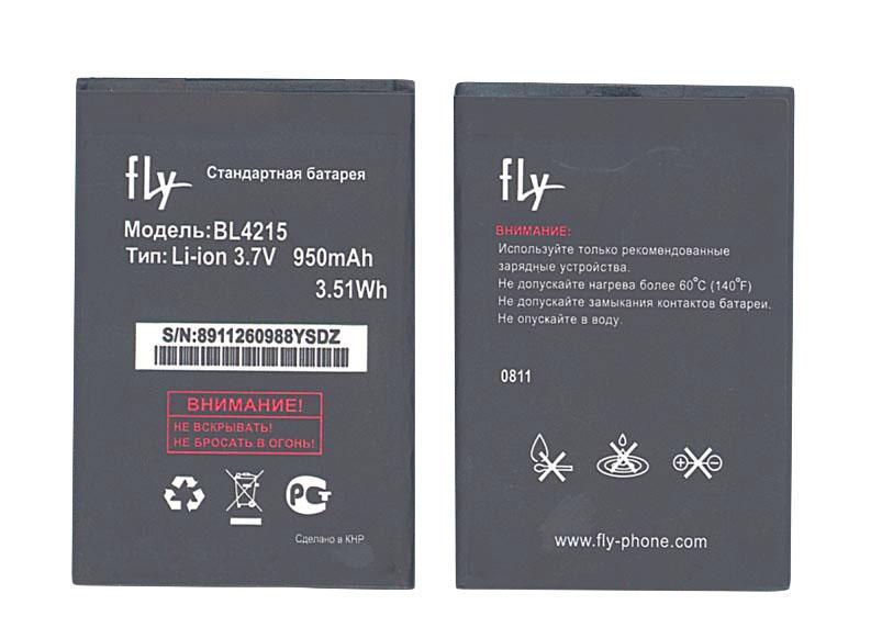 Аккумулятор для смартфона Fly BL4215 Q115 3,7V 950 mAh 3,51 Wh Black