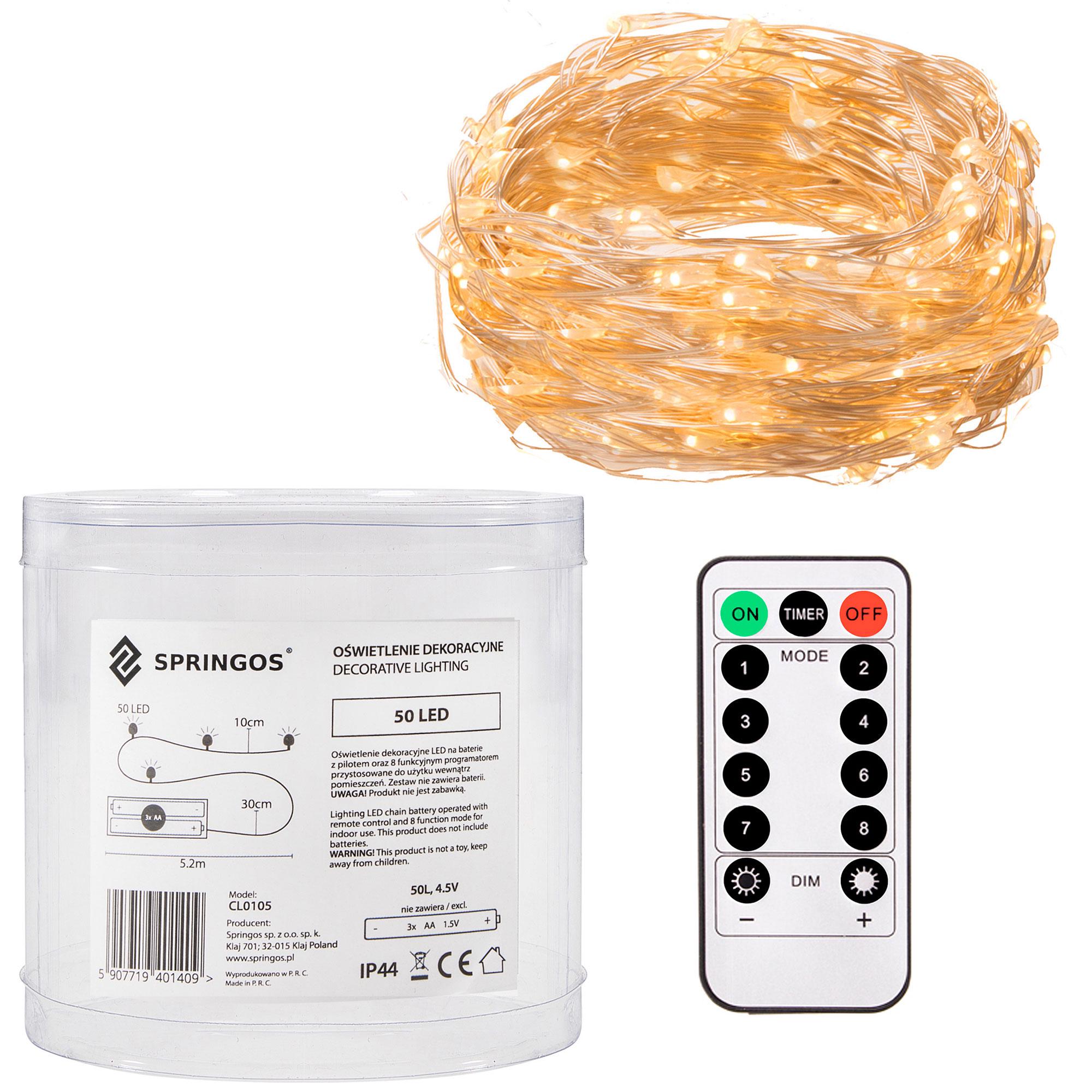 Гірлянда на батарейках Springos 50 LED Pilot 4,9 м Warm white (CL0105) - фото 7 Гірлянда на батарейках Springos 50 LED Pilot 4,9 м Warm white (CL0105) - фото 7