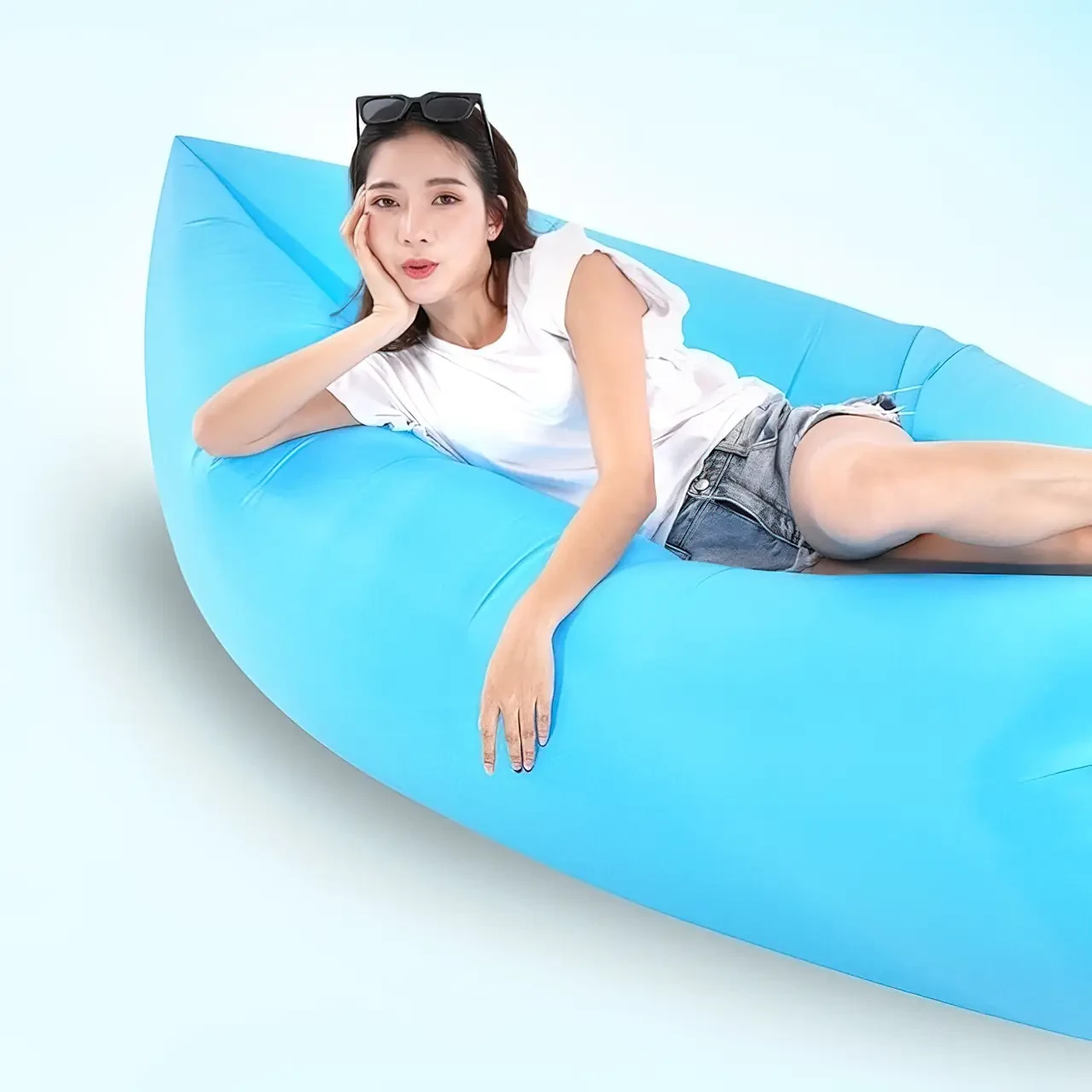 Надувний матрац AIR SOFA CLOUD 180х70 см Блакитний - фото 3 Надувний матрац AIR SOFA CLOUD 180х70 см Блакитний - фото 3