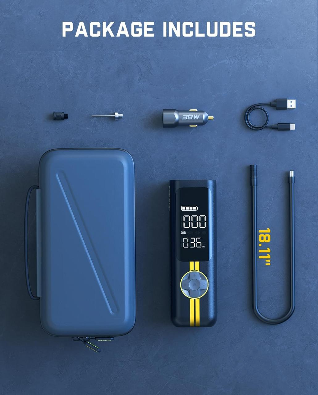 Портативний компресор для накачування шин Fanttik X8 APEX з комплектацією Deluxe Yellow (000914) - фото 9 Портативний компресор для накачування шин Fanttik X8 APEX з комплектацією Deluxe Yellow (000914) - фото 9