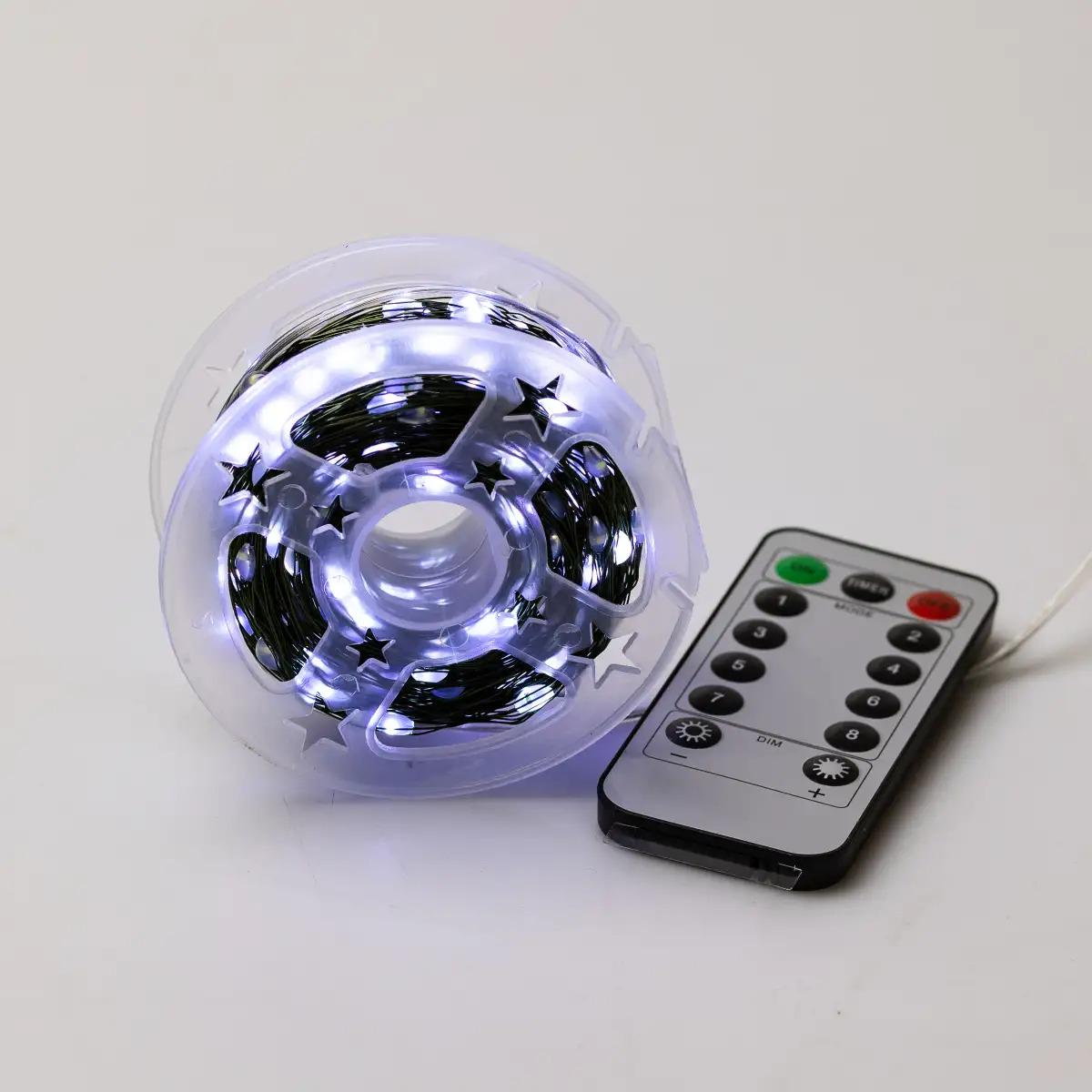 Гирлянда-роса на пульте на 500 LED светодиодов капля зеленый провод 50 м Белый (5364) - фото 9