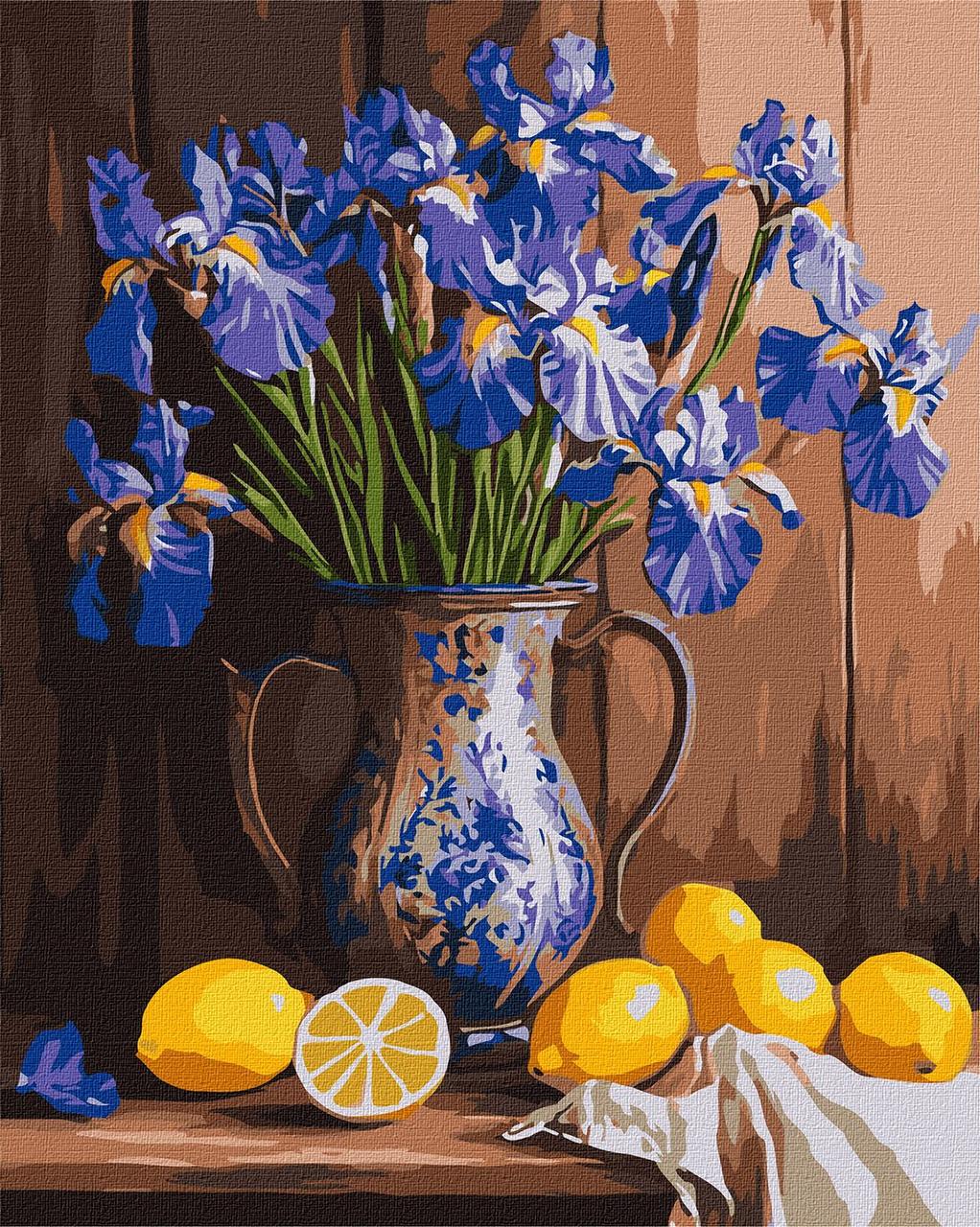 Картина за номерами Ideyka Квіти Букет ірисів у вазі 40х50 см