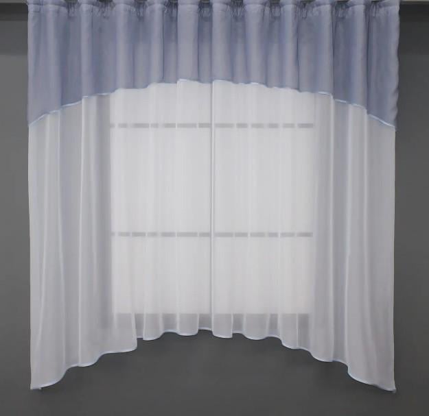 Занавеска на кухню с аркой 280х170 см Белый/Серый (036к) Занавеска на кухню с аркой 280х170 см Белый/Серый (036к)