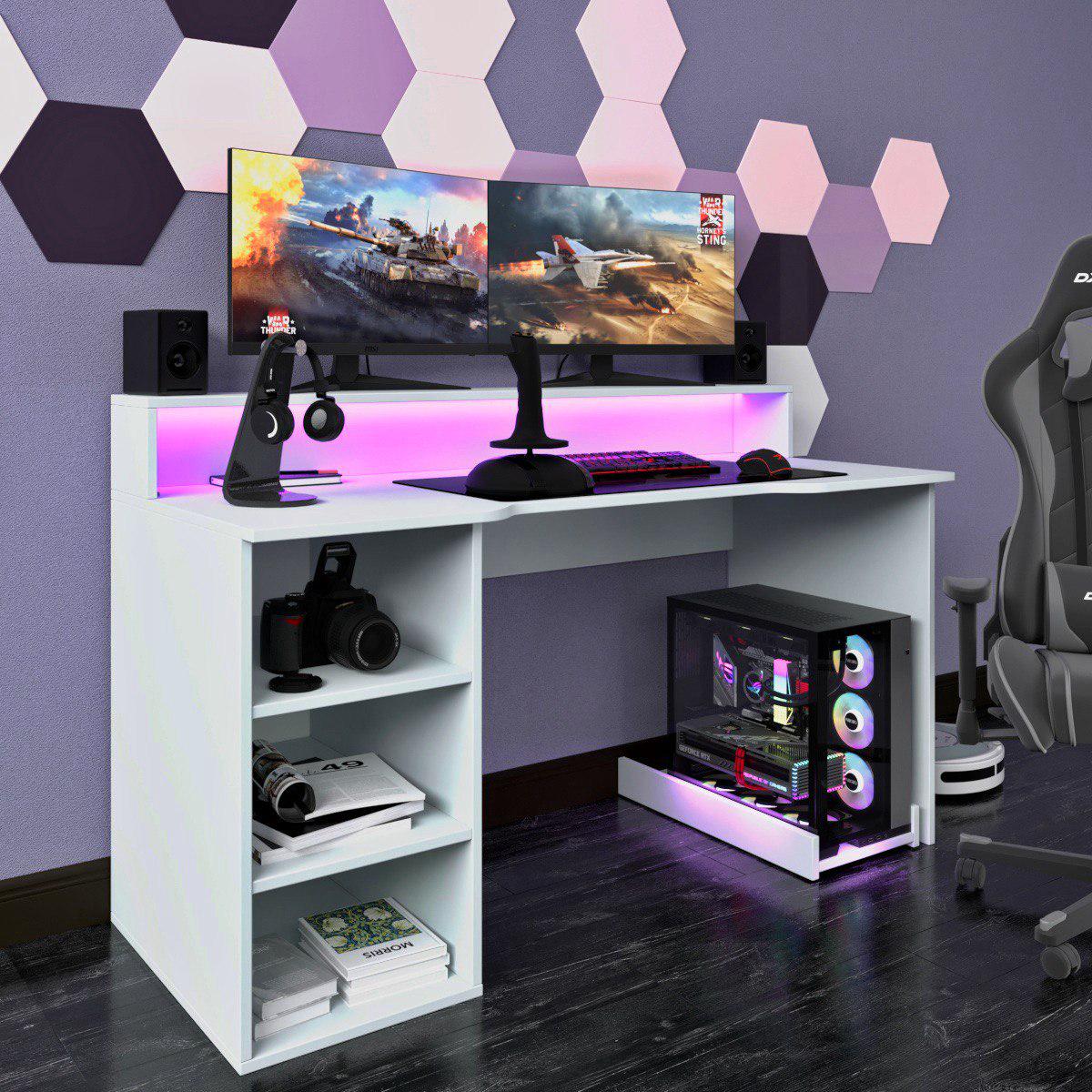 Компьютерный стол Mebellini Маршал NEW 1500х710/860х600 мм Белый (арт.SKEP1000-181)