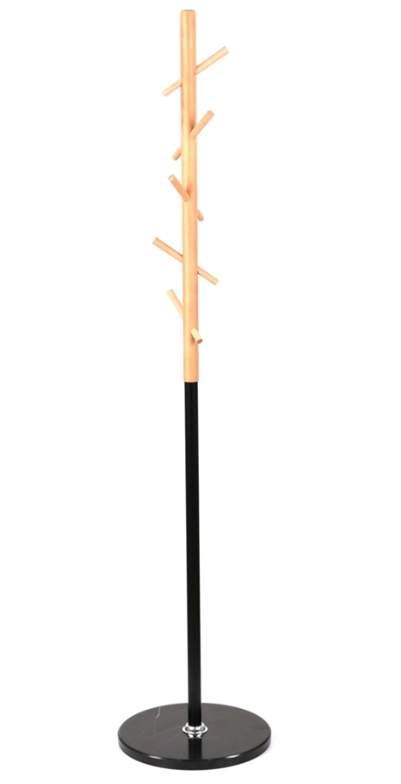 Вешалка напольная дерево АКЛАС Инжир бук/металл 171x37 см Черный