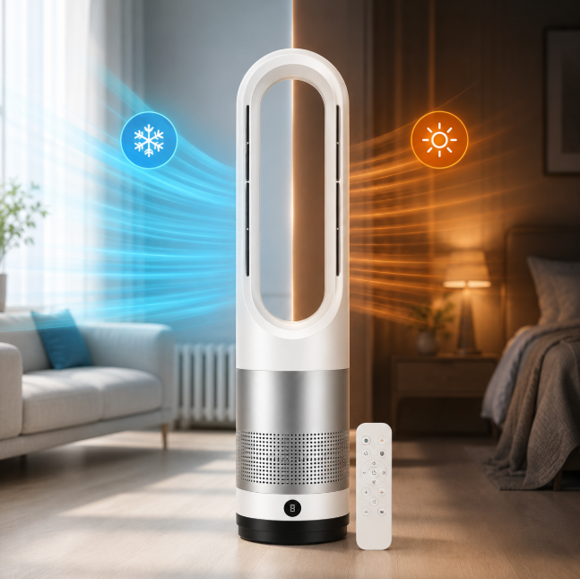 Вентилятор Germatic AM-018JR LED 1200W 2в1 холод і тепло Білий (M17380к1) - фото 4
