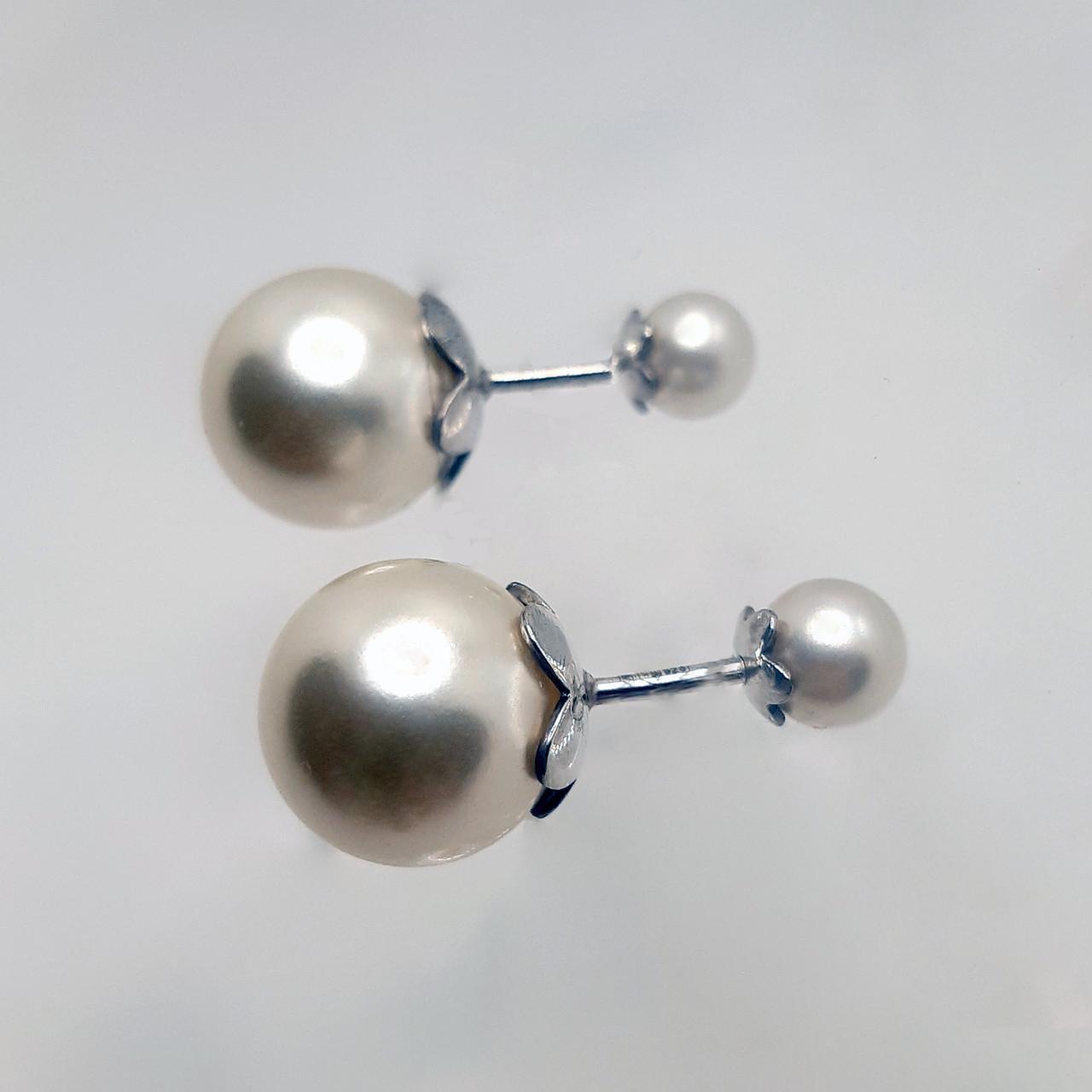 Серьги серебро винтики имитация жемчуга 925° 3,24 г (25009)