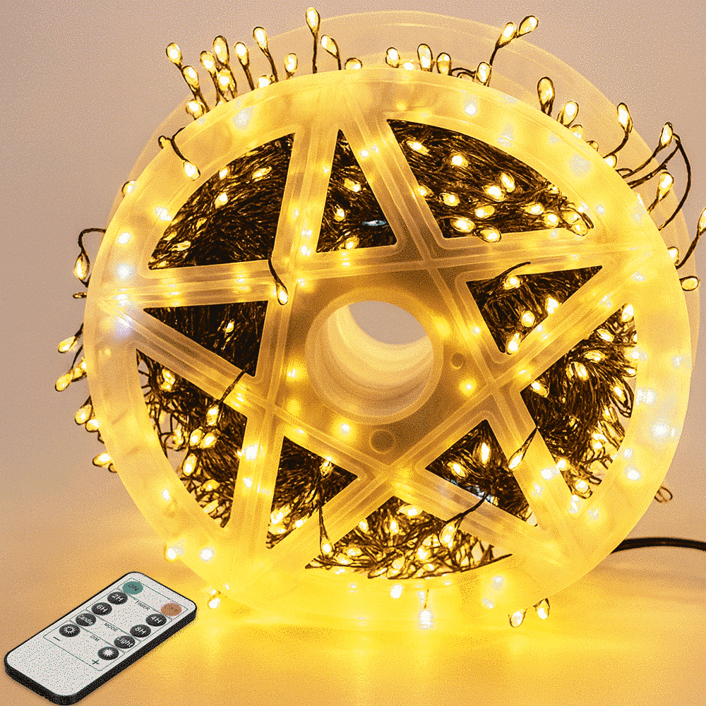 Гірлянда Роса від мережі 50 м 1500 LED пульт Теплий білий/Зелений провід (30874563)