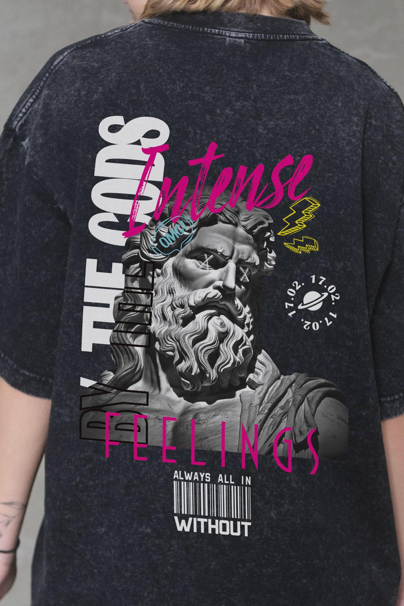 Футболка виварена Without Washed Оверсайз з принтом Feelings L/XL Black (L/XL 8056140 8056141) - фото 6