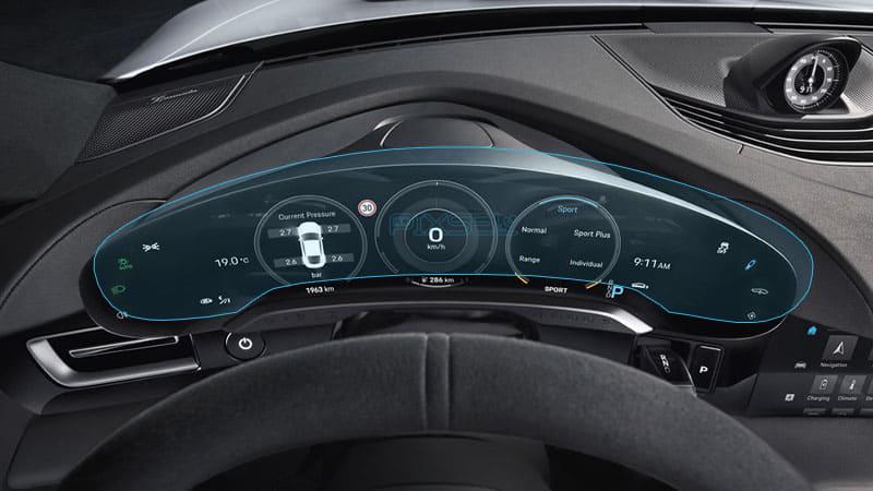 Защитное стекло Pixsel гибридное матовое на панель приборов Porsche TAYCAN-20,5" 2020