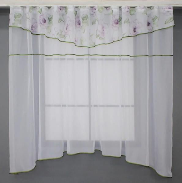 Занавеска кухонная с аркой 270х170 см Белый/Сиренево-салатовый (00к 59-907)