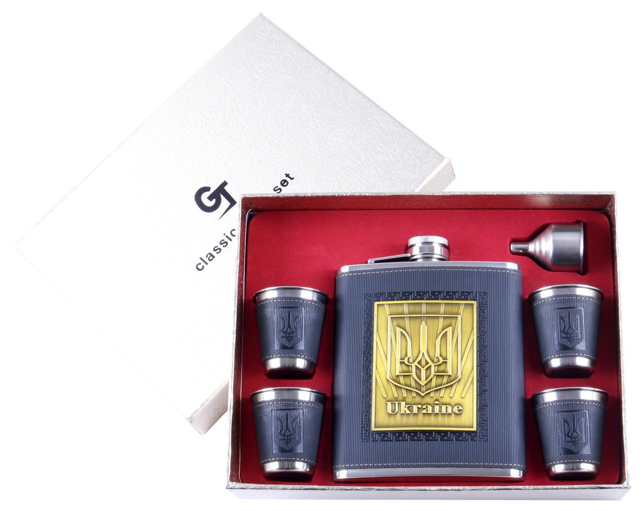 Набор фляга и 4 стопки Big Black UA 530 мл нержавеющая сталь Черный