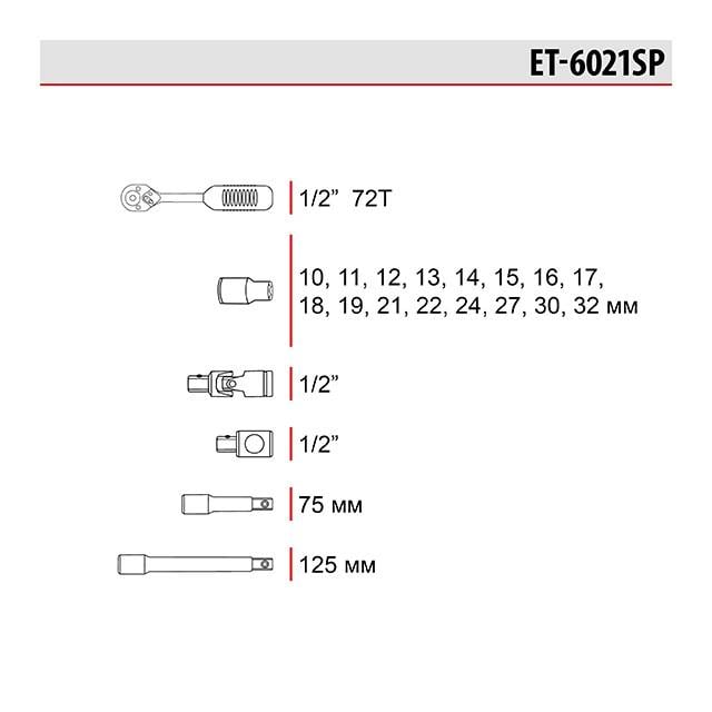 Набор инструментов Intertool ET-6021SP 21 пр. 1/2" (128689) - фото 10