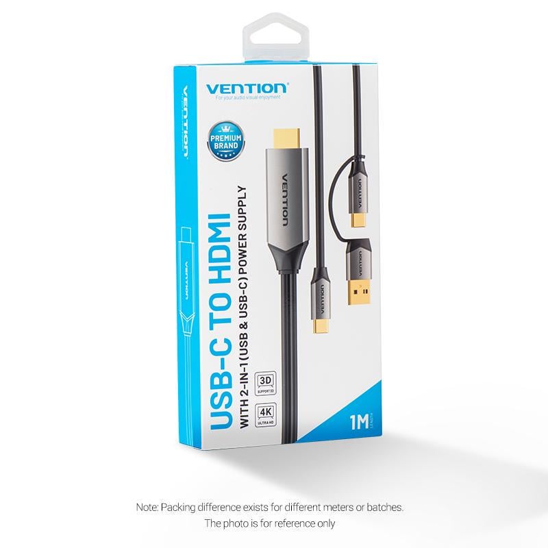 Кабель Vention Type-C-HDMI 4K 60Hz з Додатковим живленням Type-C + USB Thunderbolt 3 UHD USB-C HDCP 2.2 1,5 м Чорний (CGXBG) - фото 16