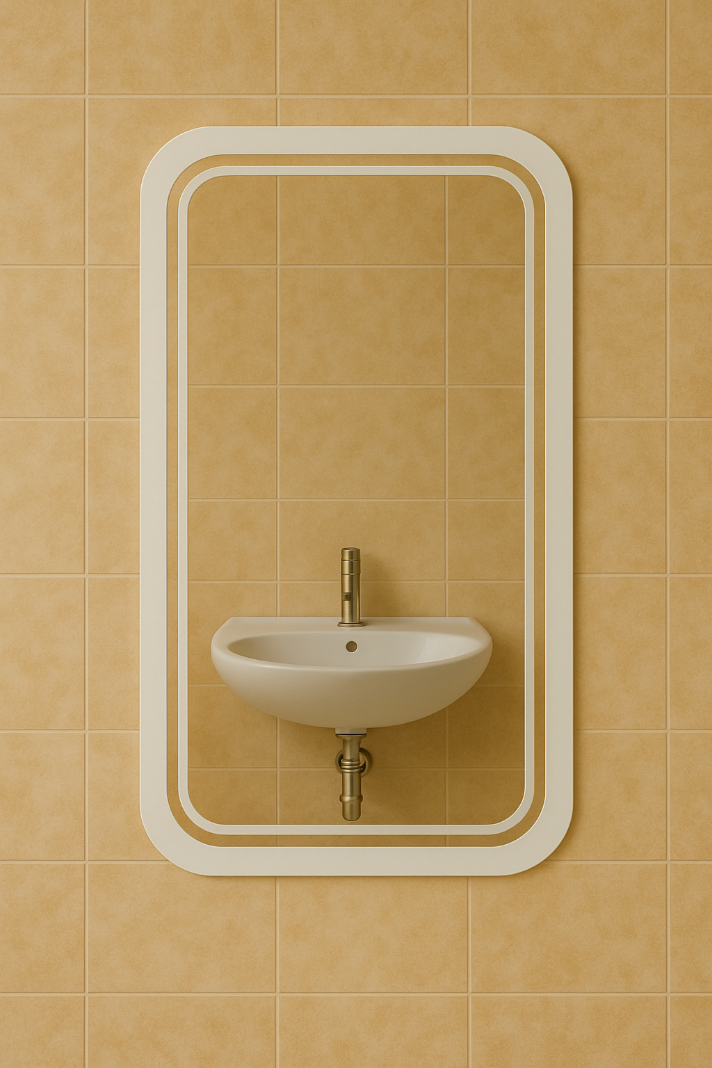 Зеркало пескоструйное MPS-40 120х70 см без подсветки с закругленными углами