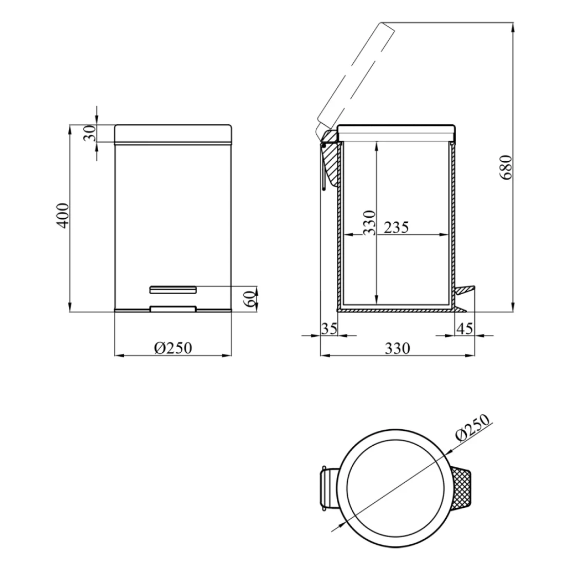 Мусорное ведро Kroner KRM Rizze ACE414 12 л (SVR-CV022924) - фото 4