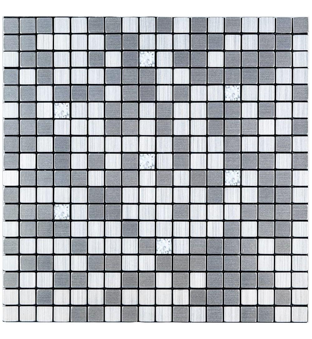 3D-панель самоклеюча алюмінієва Мозаїка зі стразами 300х300х3 мм Срібний (1824)