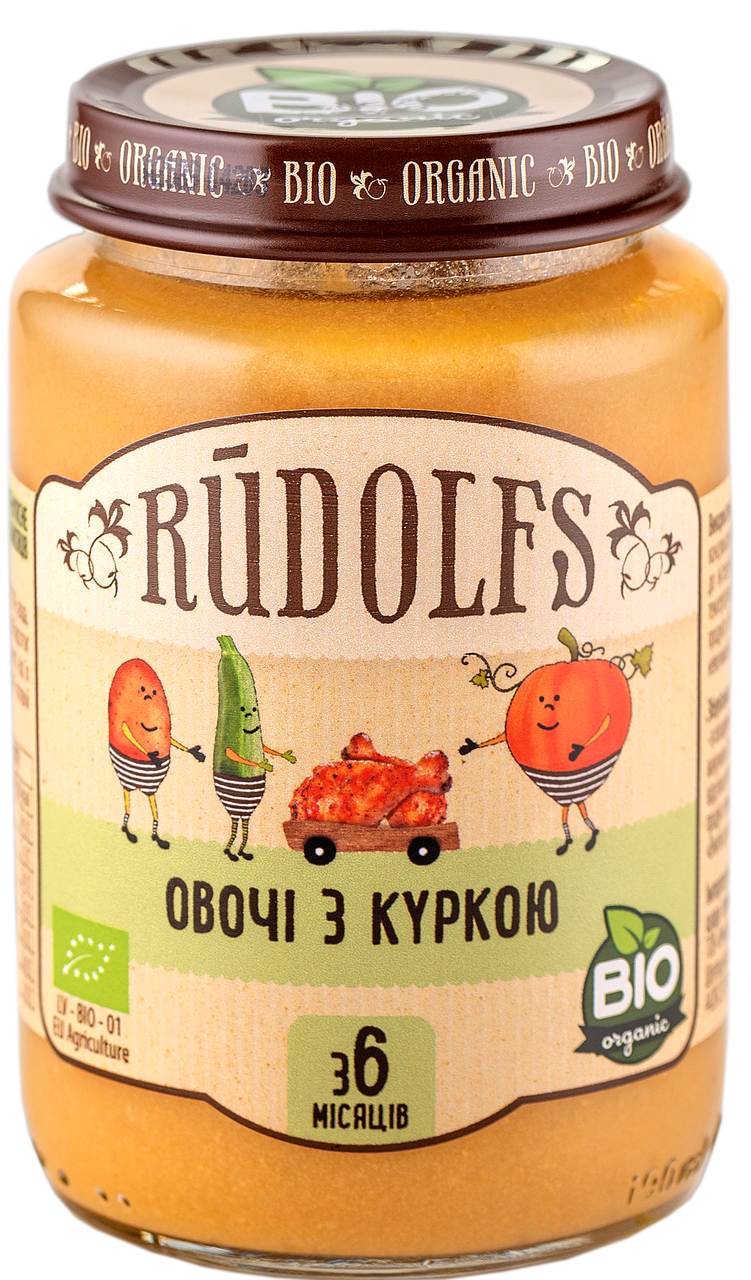 Пюре Rudolfs Овочі з куркою органічне від 8 місяців 190 г