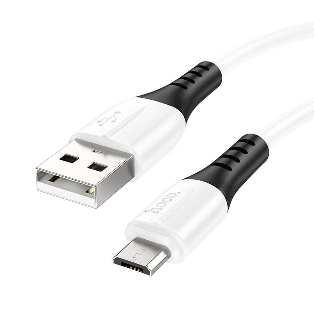 Кабель Hoco X82 USB to MicroUSB 2,4A Silicone Connectors 1 м White (6931474768568)
