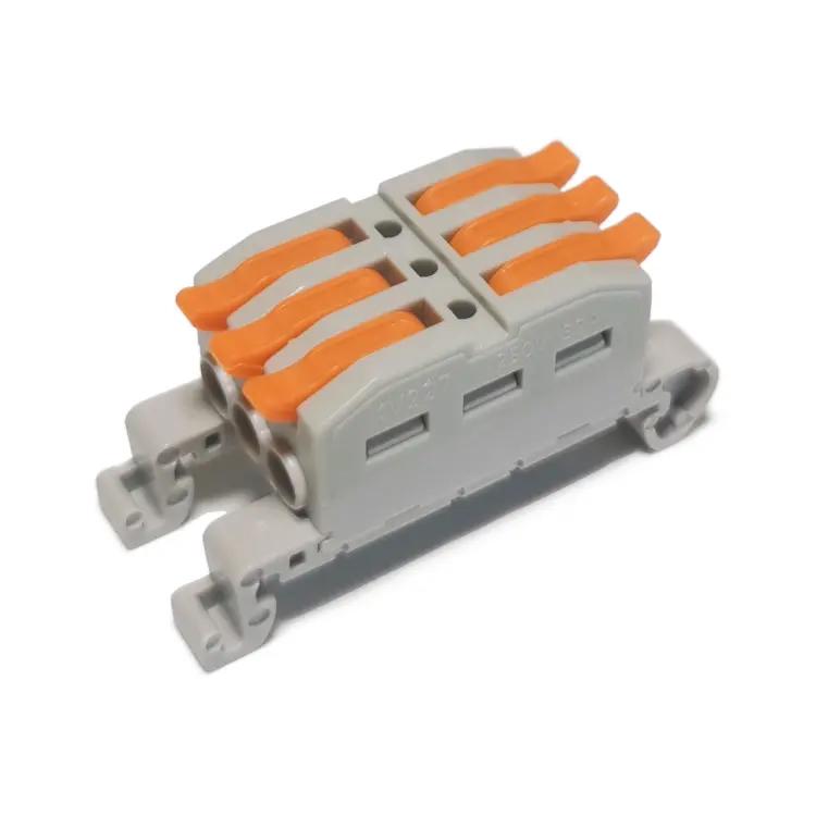 Клемма проходная Tactix 0,08-4 мм2 32А 3х1-3х1 одинарная на DIN-рейку 45,6х18,6х20 мм Оранжевый (KV227G-3)