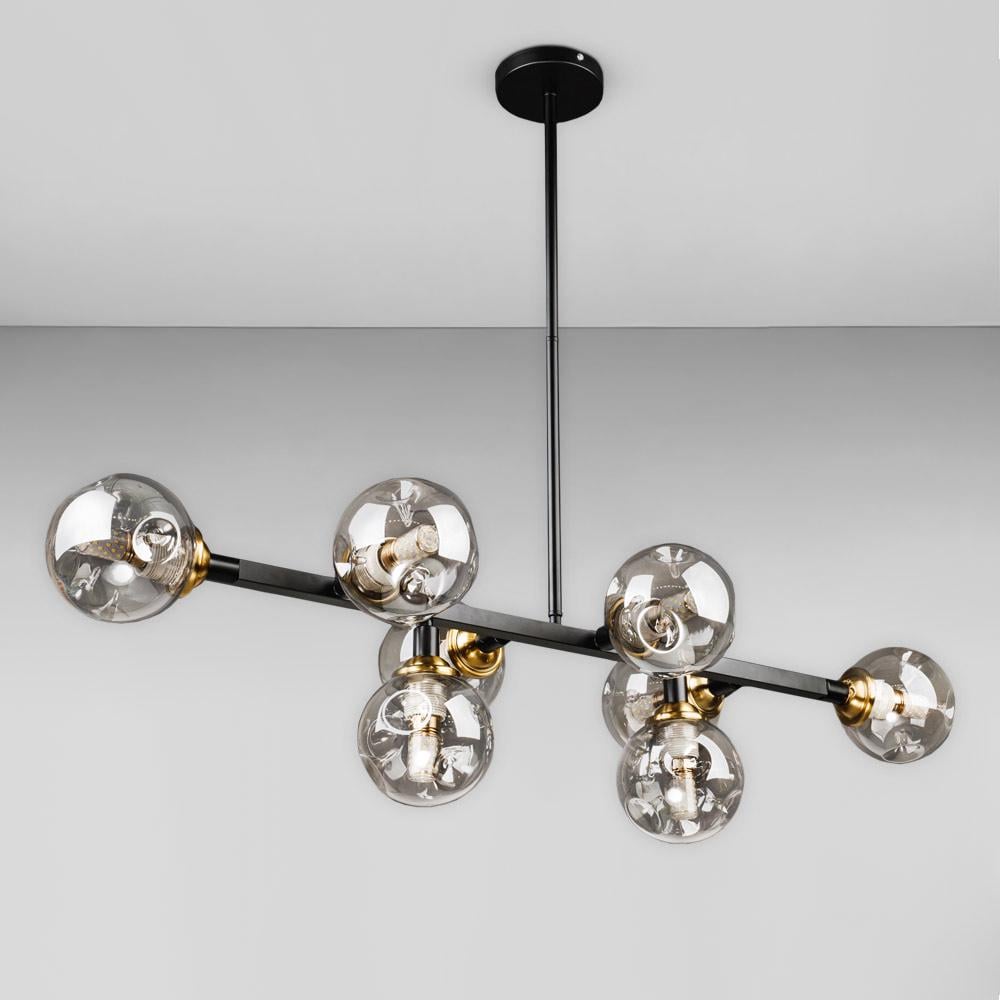 Люстра стельова молекула Light House DL-18971/8 Чорний/Димчастий